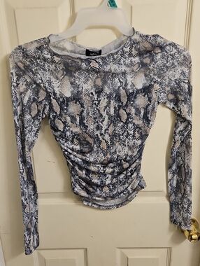 Snake Print Long-Sleeve Ruched Women’s Top